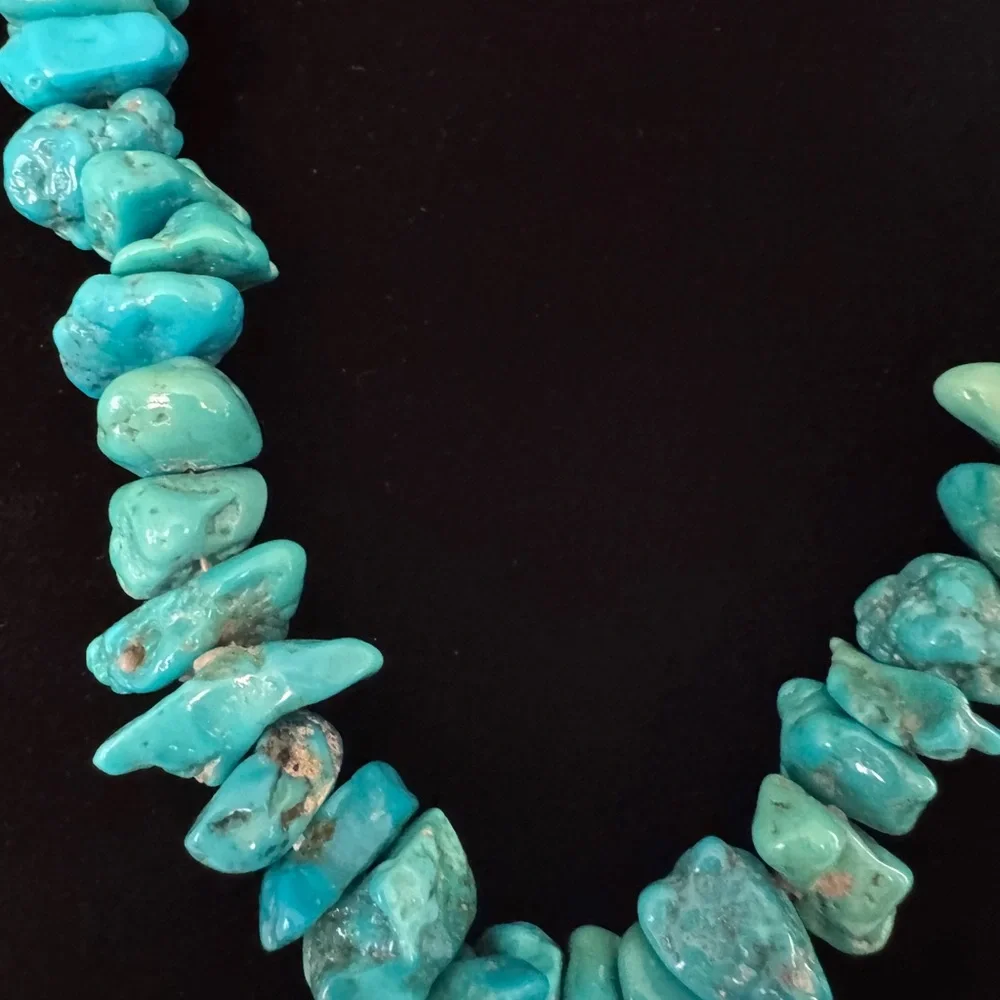 Turquoise‎ Nugget Chip Necklace 24” Long